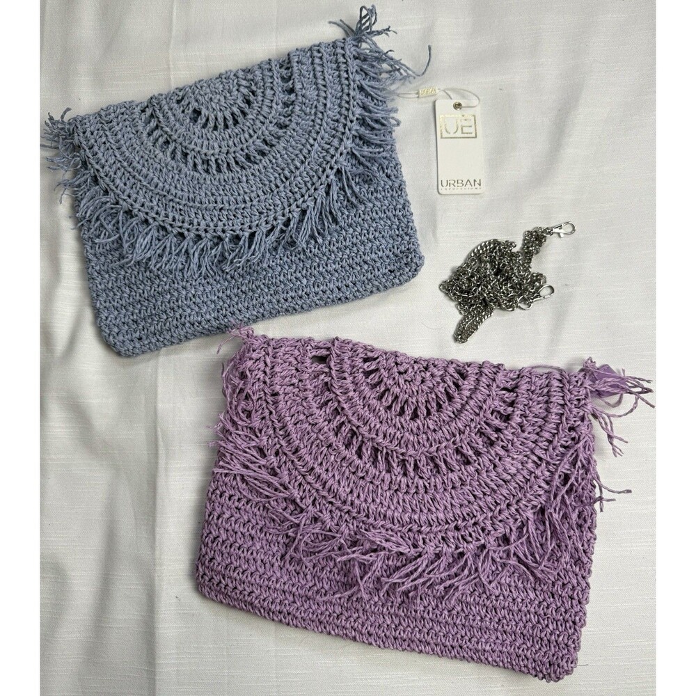 Urban Expressions Woven Straw Flap Clutch Crossbody Bag Bundle Of 2 New
